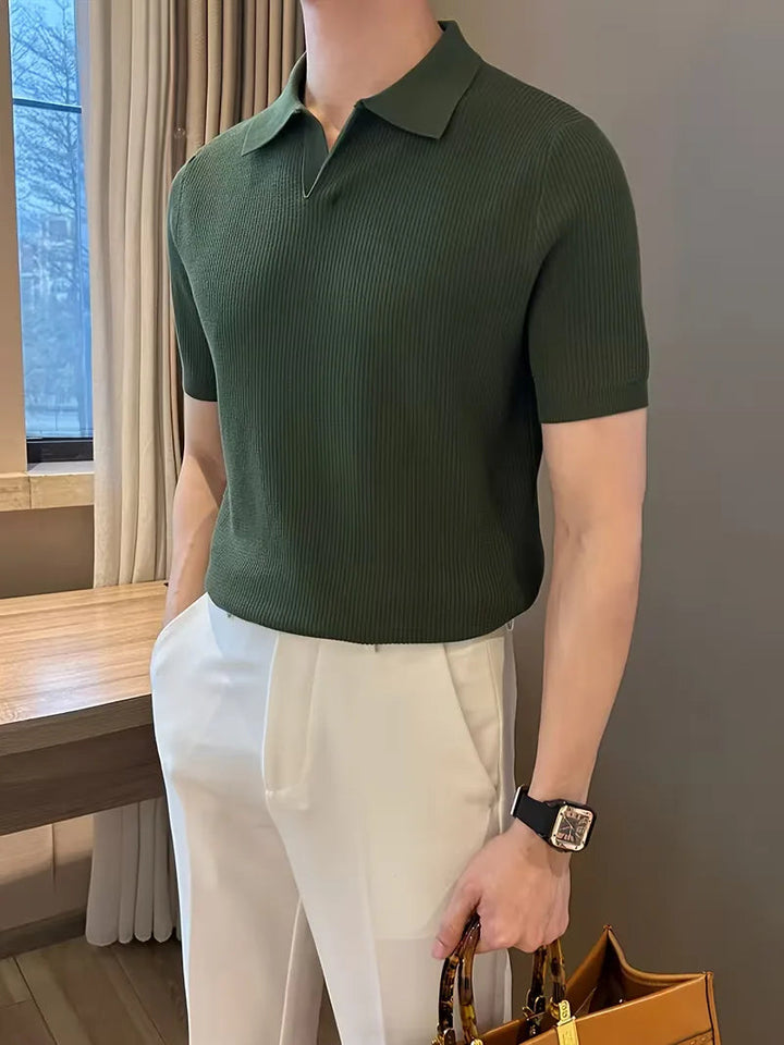 Polo Heren Korte Mouw | Gebreid Ribbelpatroon & Verfijnd