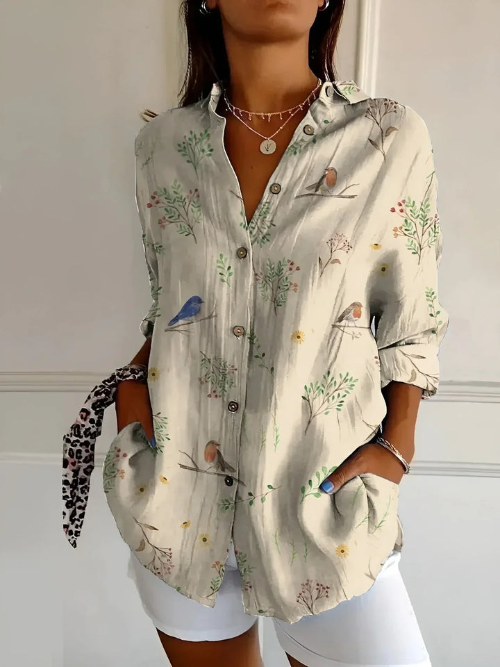 Blouse Met Bloemenprint En Lange Mouwen Voor Dames