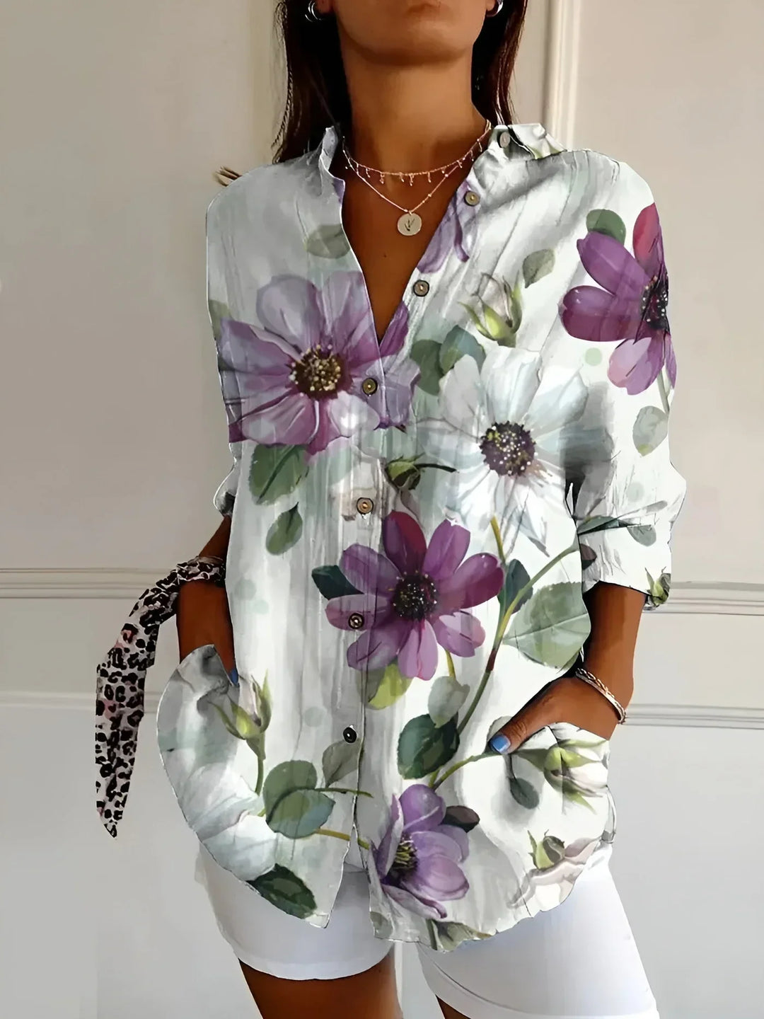 Blouse Met Bloemenprint En Lange Mouwen Voor Dames