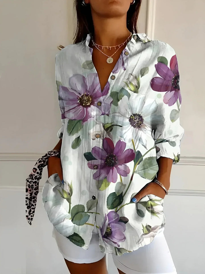 Blouse Met Bloemenprint En Lange Mouwen Voor Dames