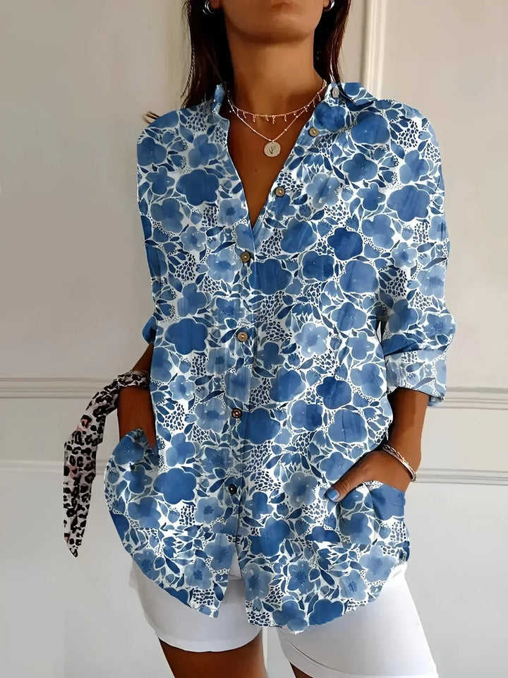 Blouse Met Bloemenprint En Lange Mouwen Voor Dames