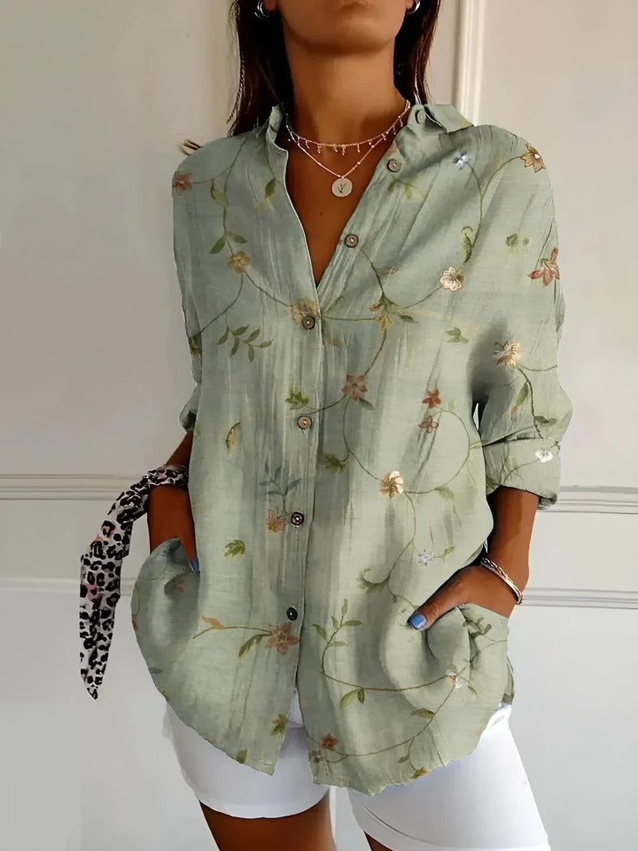 Blouse Met Bloemenprint En Lange Mouwen Voor Dames