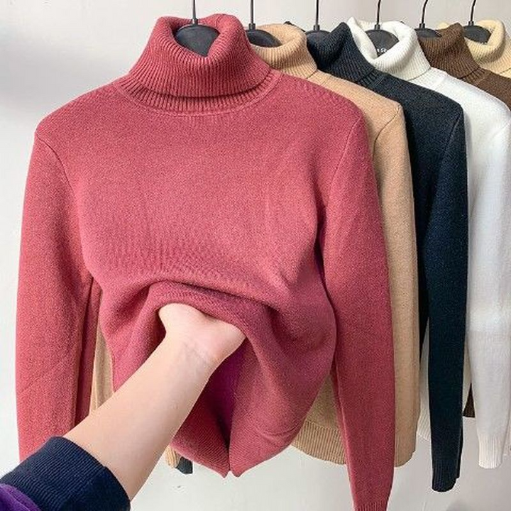 Leonie - Beige Coltrui met Fleece Voering