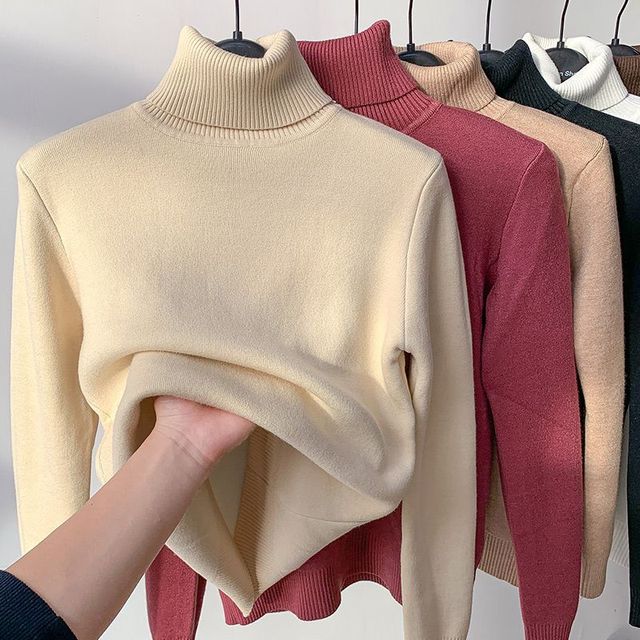 Leonie - Beige Coltrui met Fleece Voering