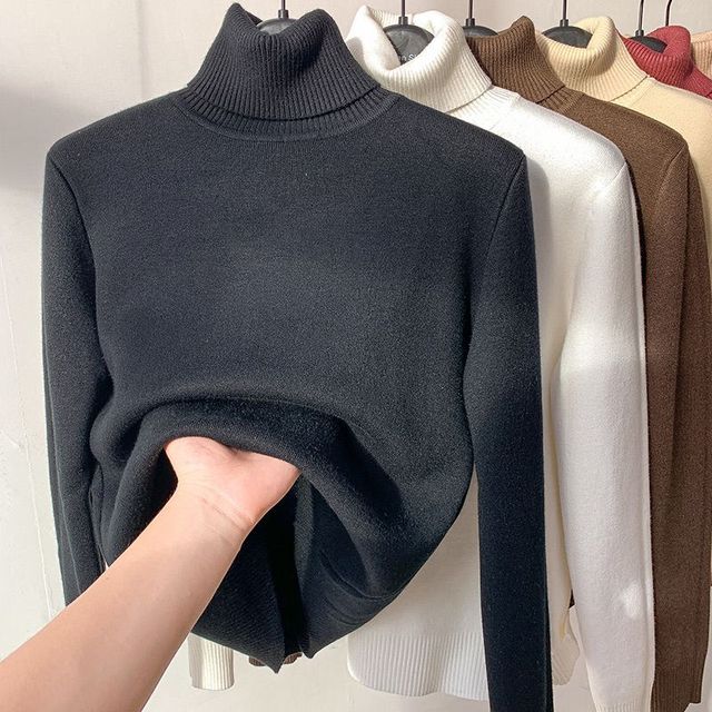 Leonie - Beige Coltrui met Fleece Voering