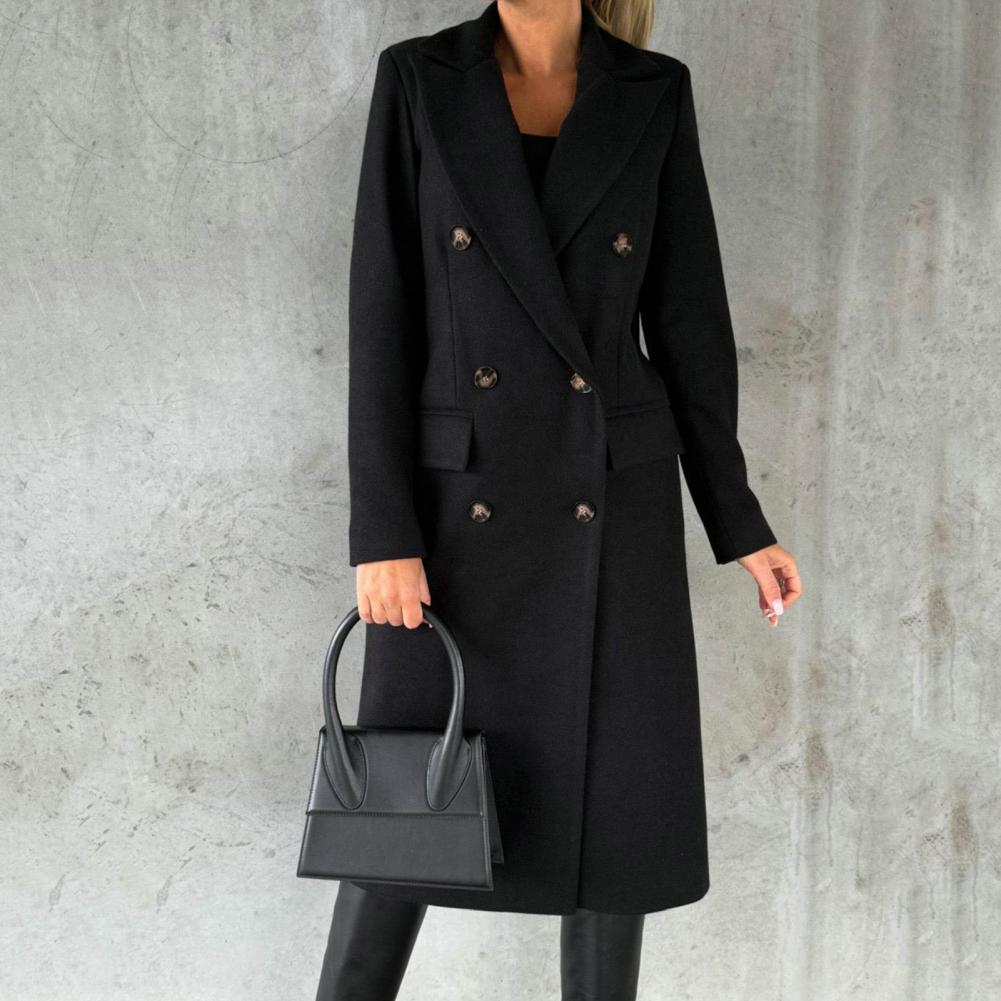 Elegante Lange Wollen Manteljas voor Dames