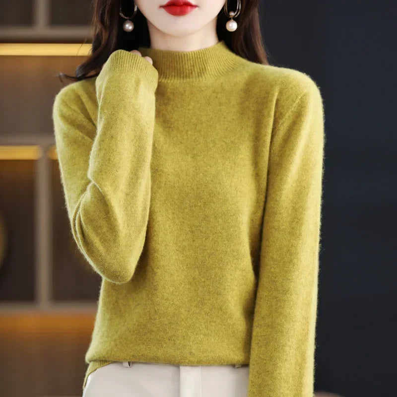Dames Mock Neck Warme Gebreide Trui