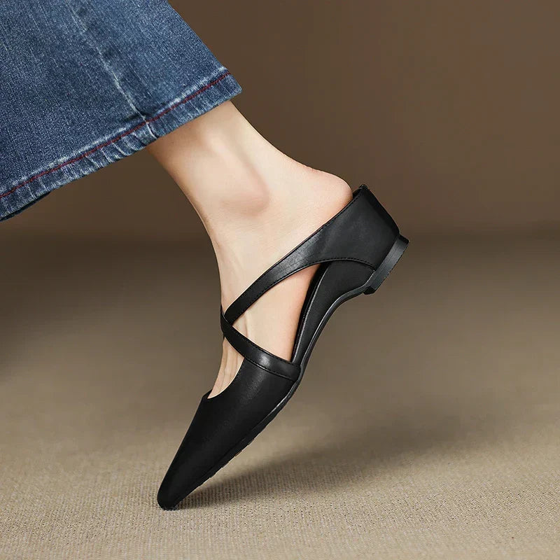 Margot Cross-Strap Leren Mule