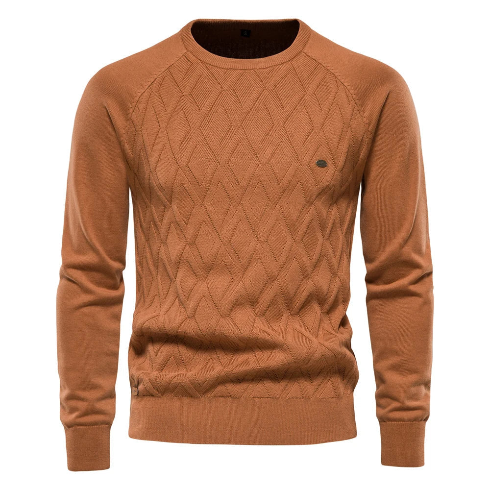 Heren Trui met Ronde Hals en Textuurdesign