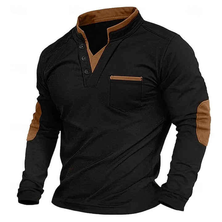 Heren Lange Mouwen Henley V-Hals Trui