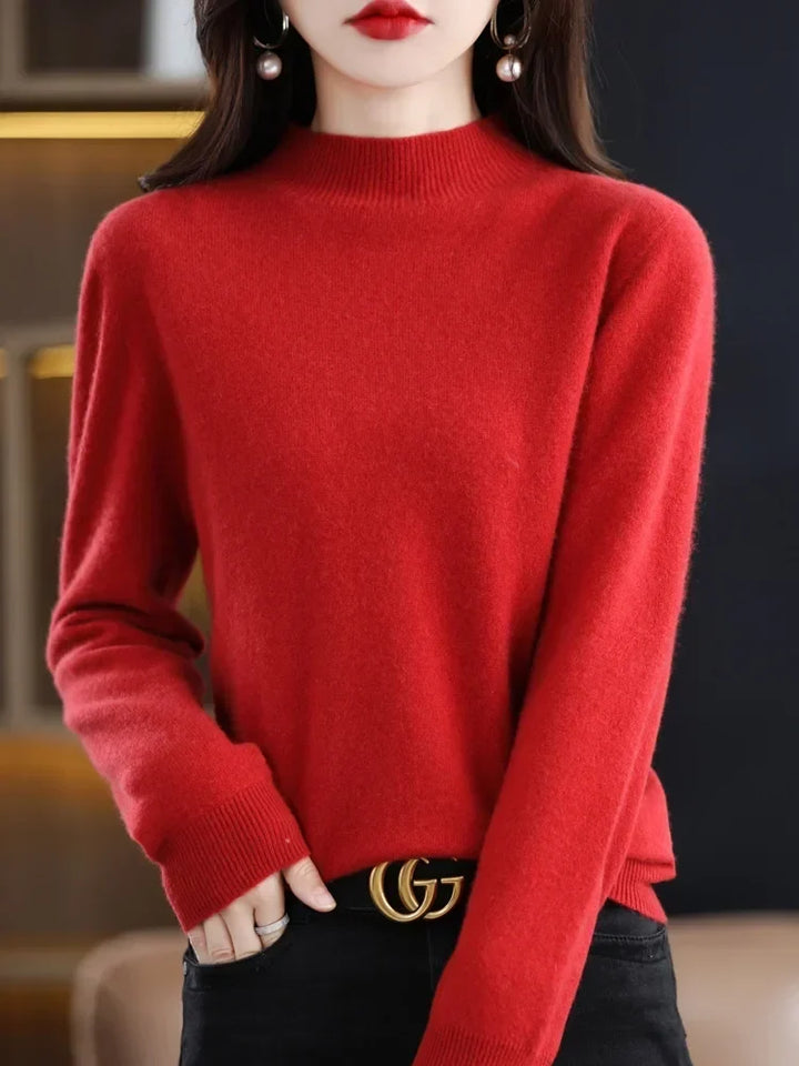 Dames Mock Neck Warme Gebreide Trui