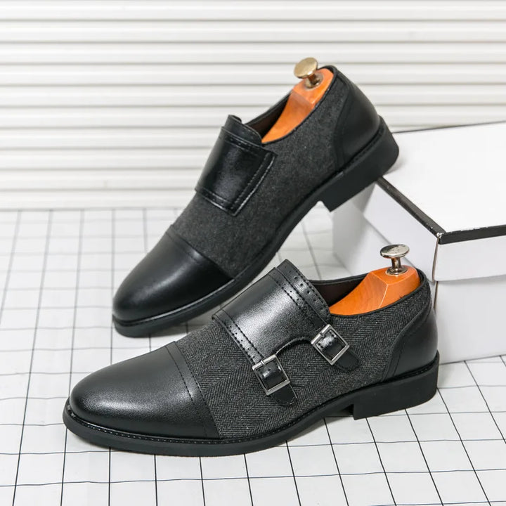 Winston Dubbele Gesp Leren Schoenen