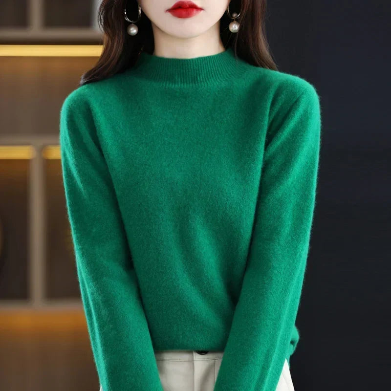 Dames Mock Neck Warme Gebreide Trui