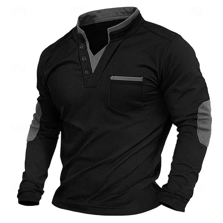 Heren Lange Mouwen Henley V-Hals Trui