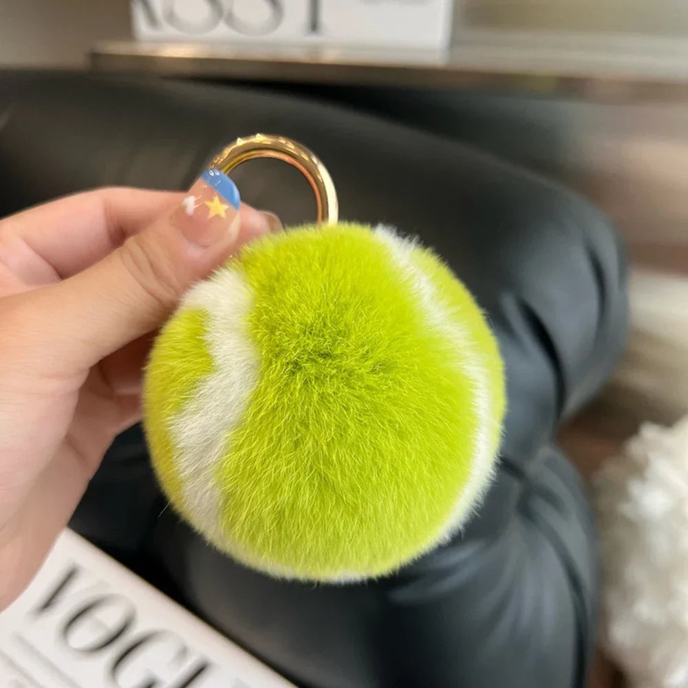 Fluffy Tennisbal Sleutelhanger