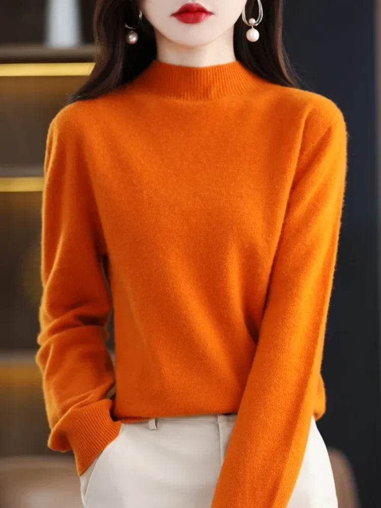 Dames Mock Neck Warme Gebreide Trui