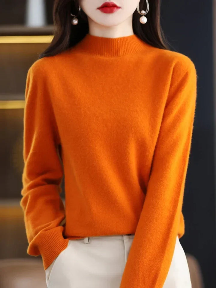 Dames Mock Neck Warme Gebreide Trui
