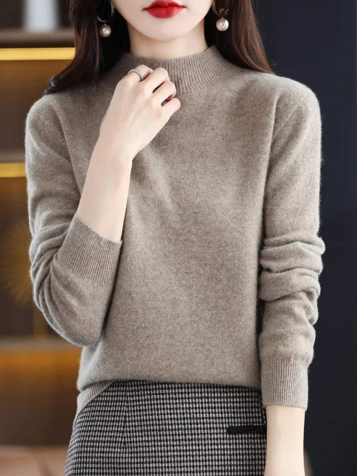 Dames Mock Neck Warme Gebreide Trui