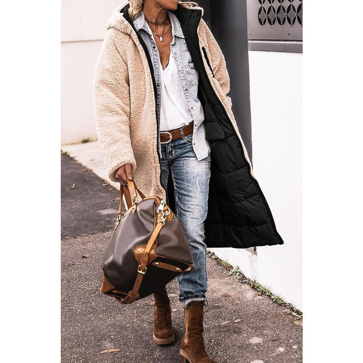 Dames Lange Hooded Warme Winterjas