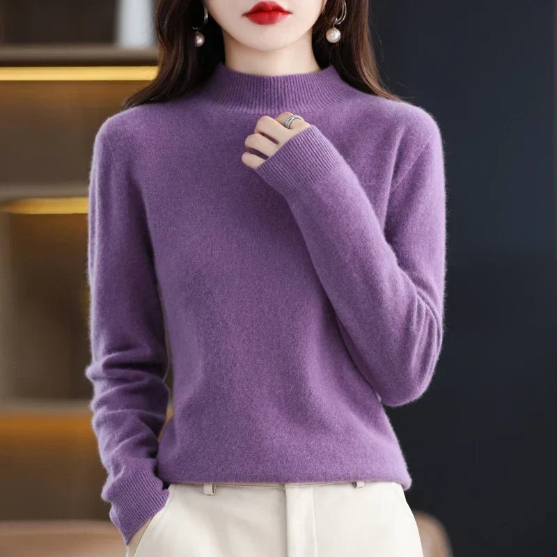 Dames Mock Neck Warme Gebreide Trui