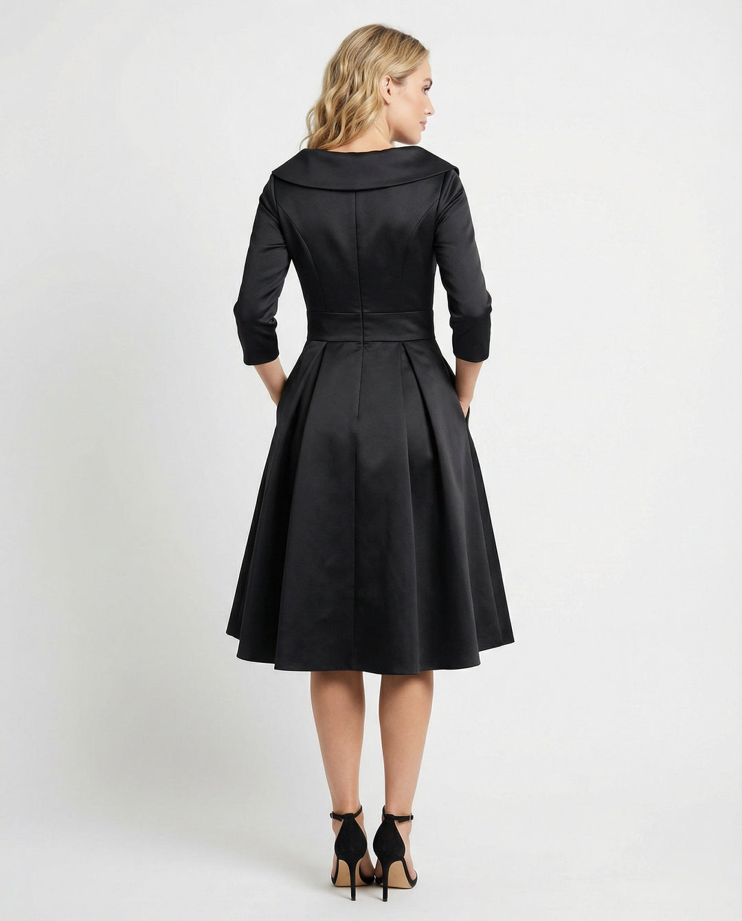 Sanne - Chique Grote Maten Bruiloft Gastenjurk Dames met Driekwart Mouwen en Getailleerde Taille