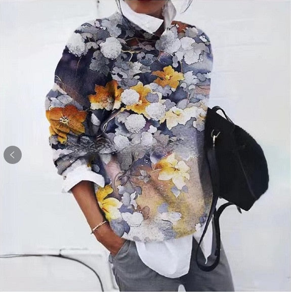Dames Bloemenprint Pullover Trui