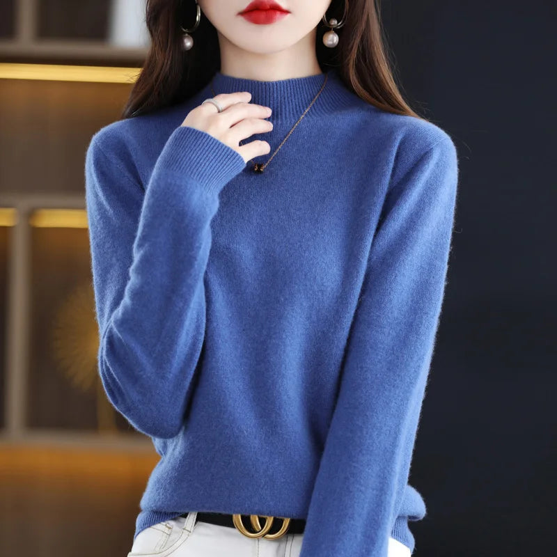Dames Mock Neck Warme Gebreide Trui