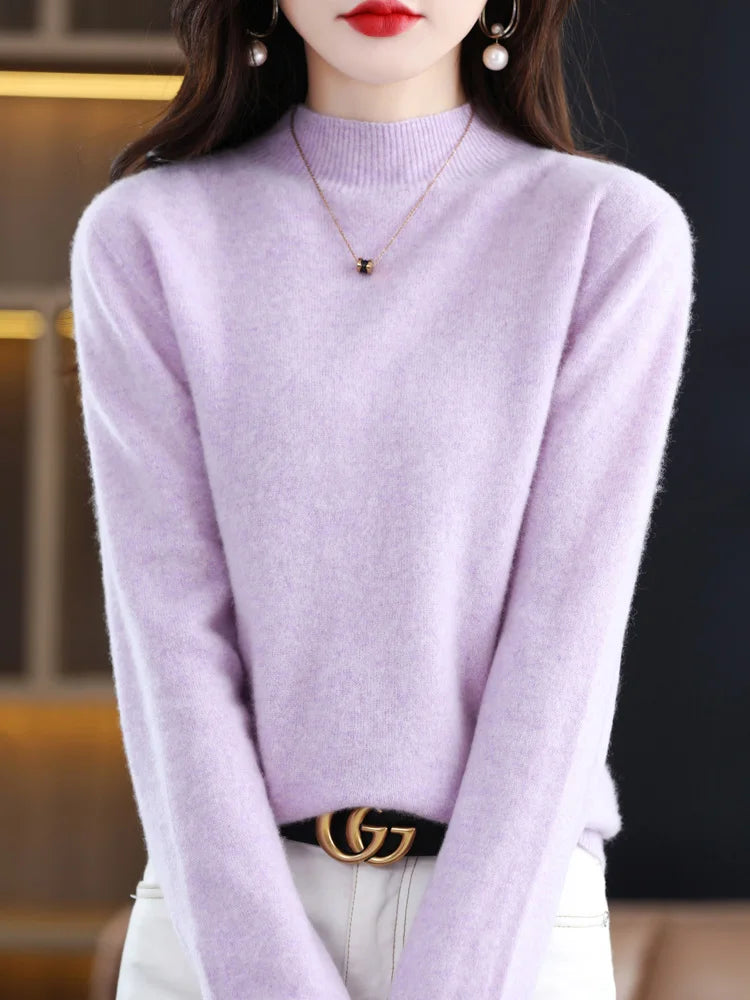 Dames Mock Neck Warme Gebreide Trui