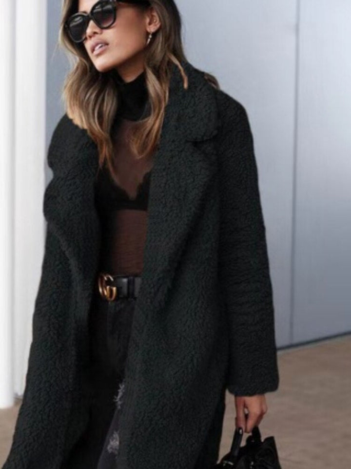 Zachte Dames Fleece Teddy Jas Lange Stijl