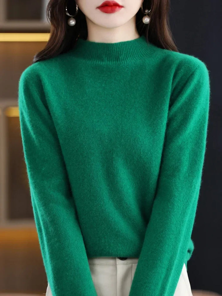 Dames Mock Neck Warme Gebreide Trui