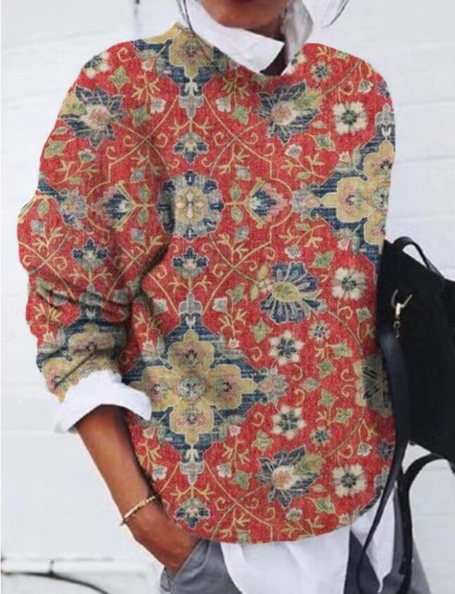 Dames Bloemenprint Pullover Trui