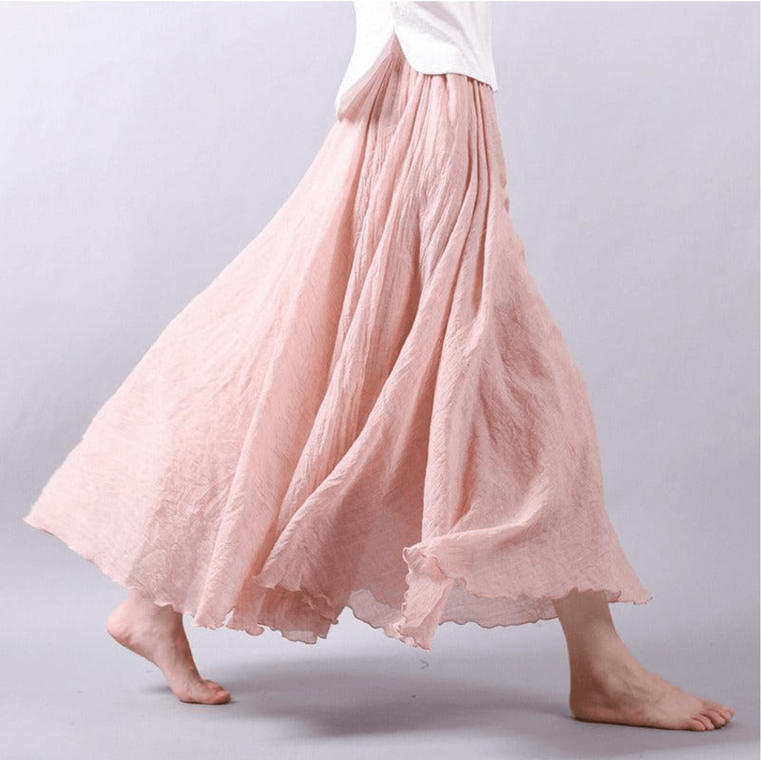 Zachte Luchtige Dames Maxi Rok Met Wijde Vallende Plooien