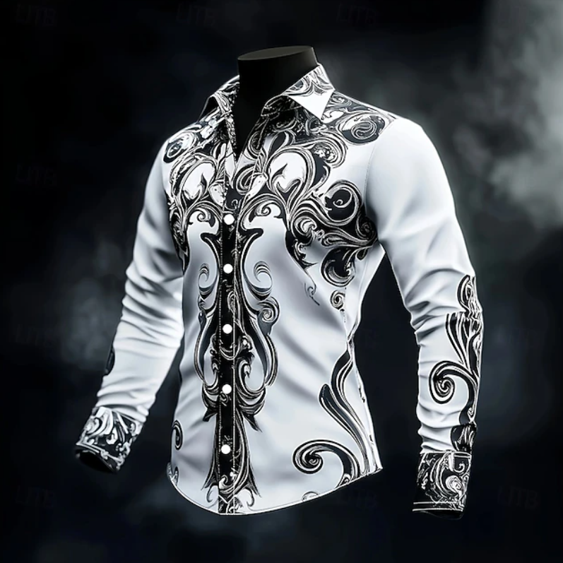 Adrian | Ornate Print Lange Mouw Shirt
