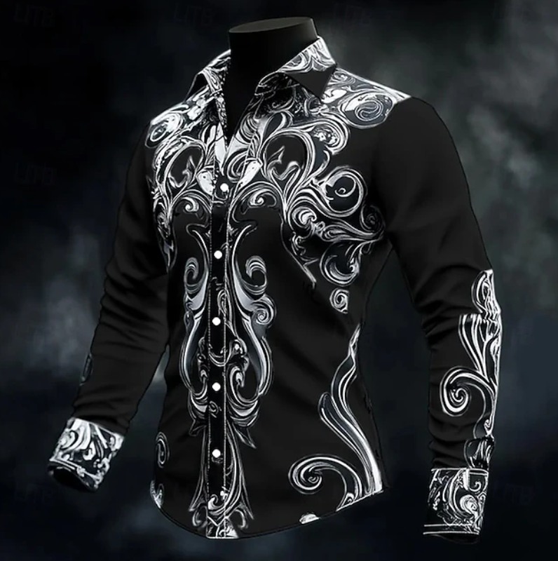 Adrian | Ornate Print Lange Mouw Shirt