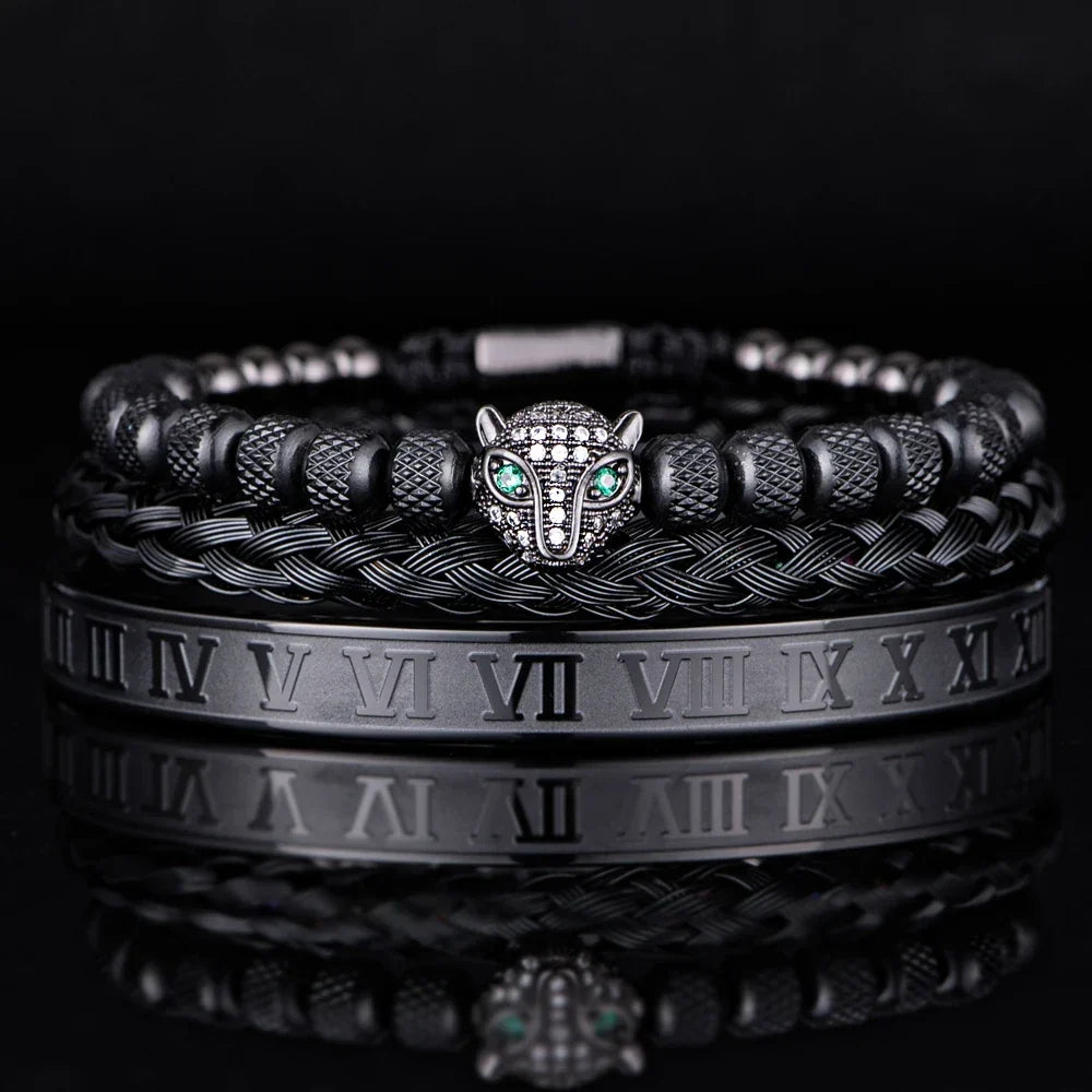 Roman Panther Drie-laags Armband Set