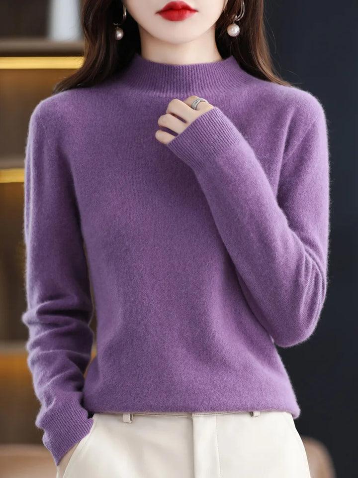 Dames Mock Neck Warme Gebreide Trui