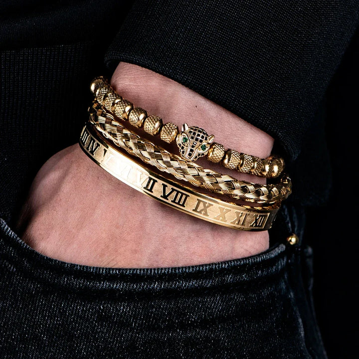 Roman Panther Drie-laags Armband Set