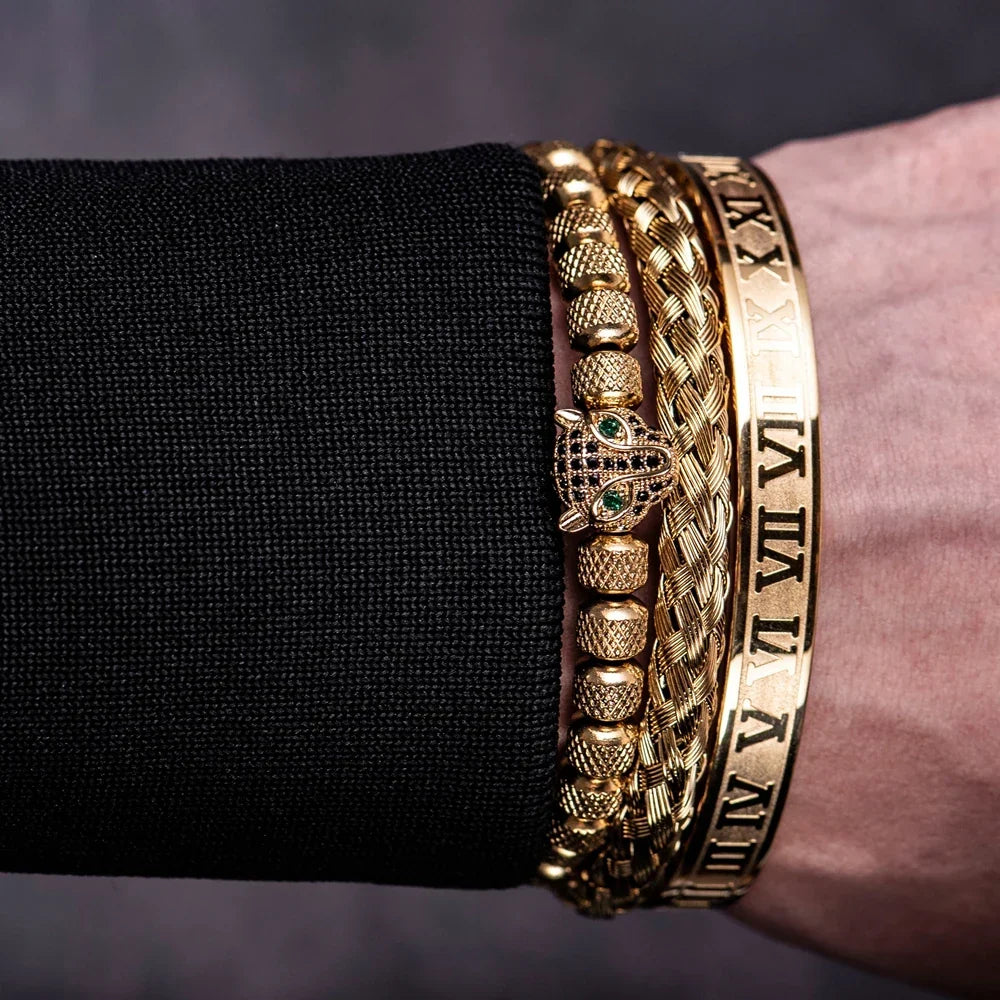 Roman Panther Drie-laags Armband Set