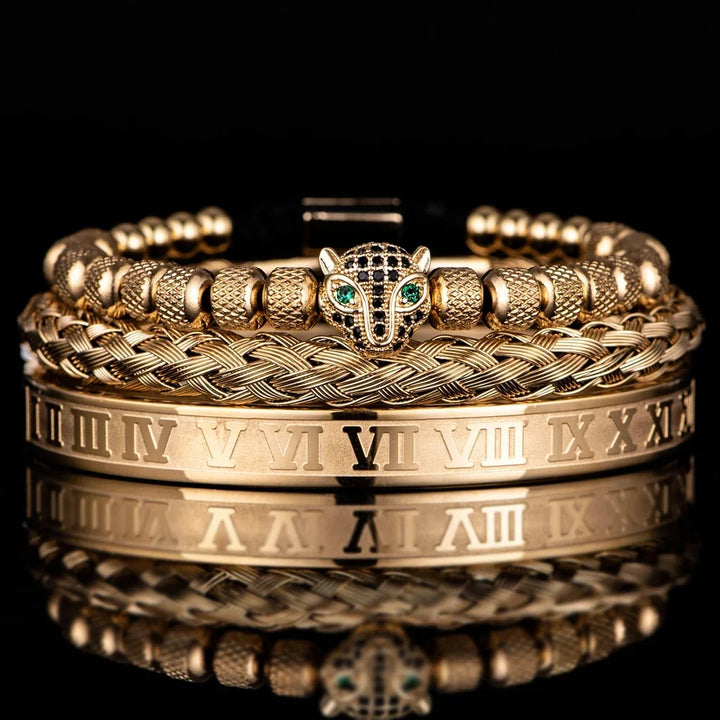 Roman Panther Drie-laags Armband Set