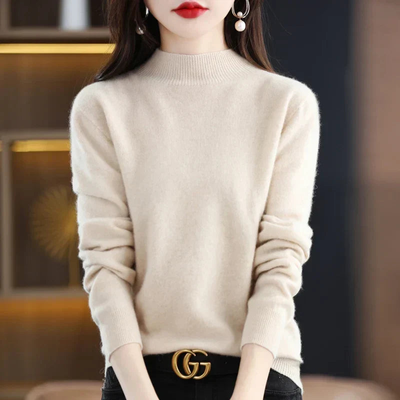 Dames Mock Neck Warme Gebreide Trui