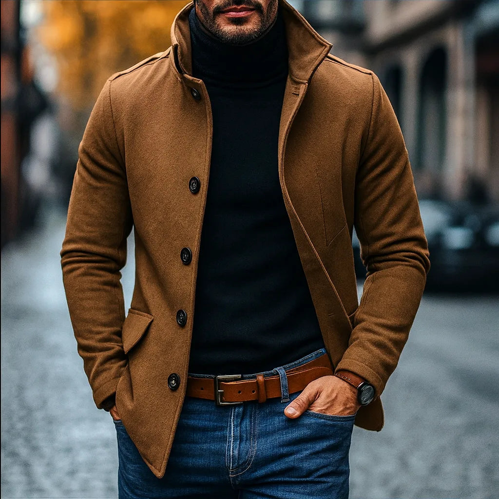 Tommy | Slim fit jas met opstaande kraag en knoopsluiting