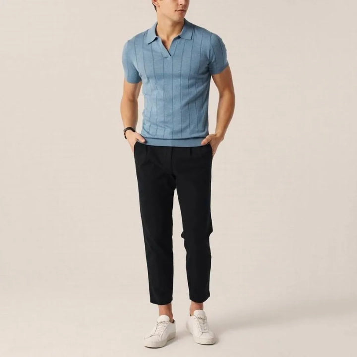 Hugo | Slim fit polo met korte mouwen en verticale ribbels
