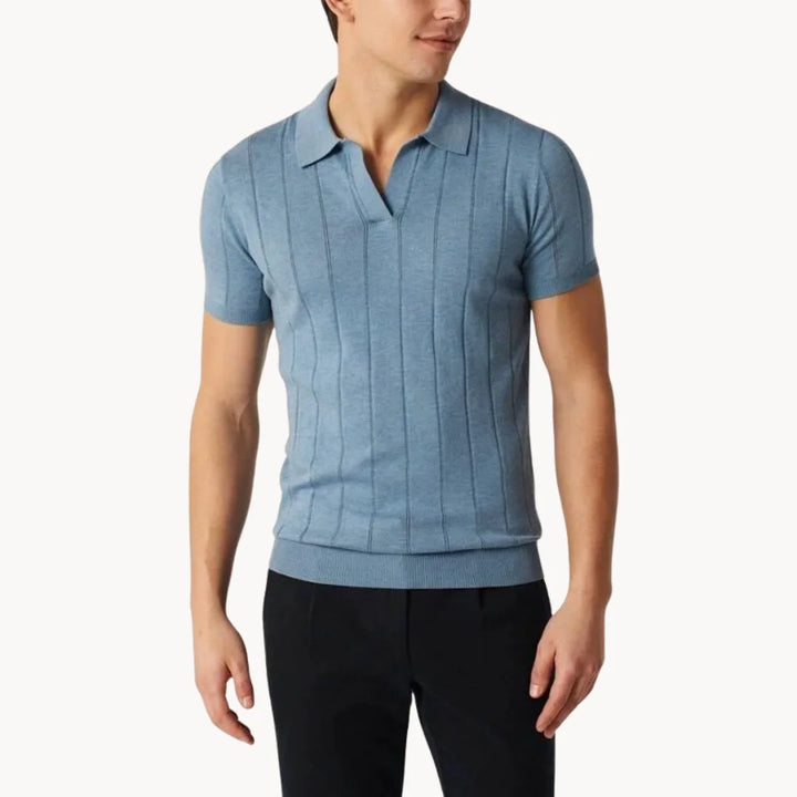 Hugo | Slim fit polo met korte mouwen en verticale ribbels