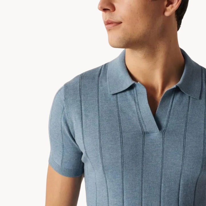 Hugo | Slim fit polo met korte mouwen en verticale ribbels
