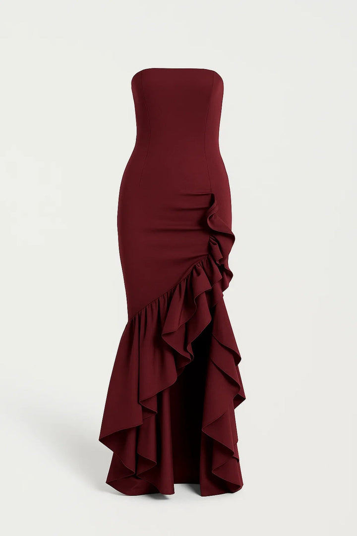 Maxi Jurk Dames - Strapless met Ruches | Elegant