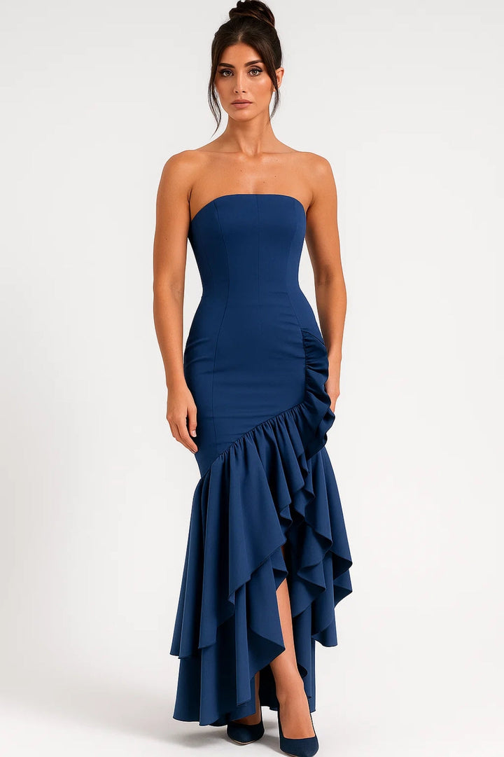 Maxi Jurk Dames - Strapless met Ruches | Elegant