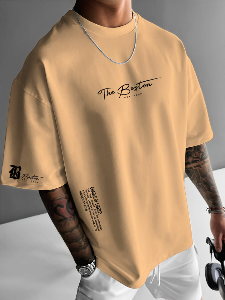 T-shirt Heren | Slogan Print & Comfortabele Loose Fit
