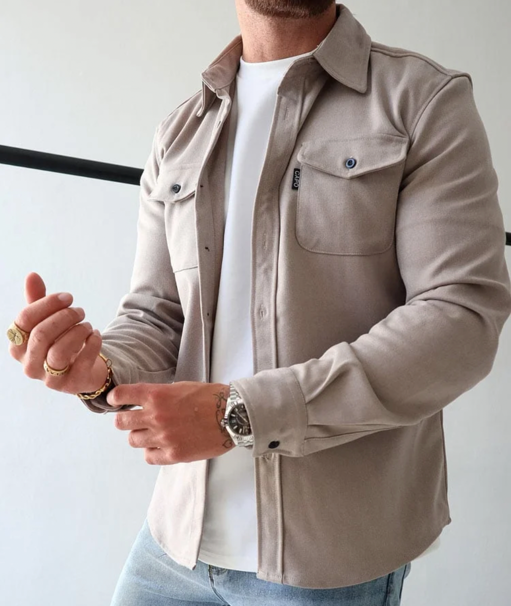 Stijlvolle Heren Overshirt met Praktische Borstzakken