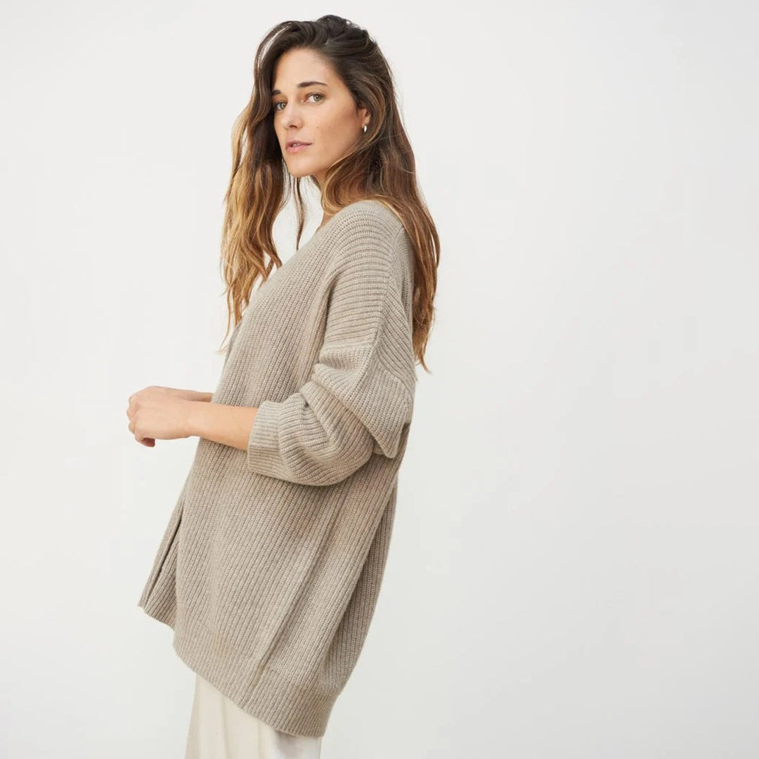 Vrouwen Oversized Knopen-Voorkant Gebreide Cardigan Trui