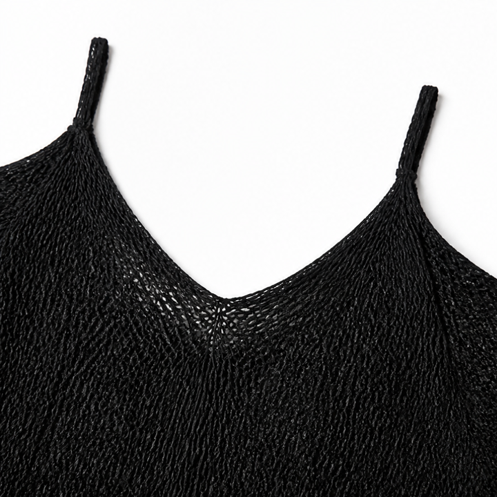 Solenya – Open-Knit Cold-Shoulder Boho Top